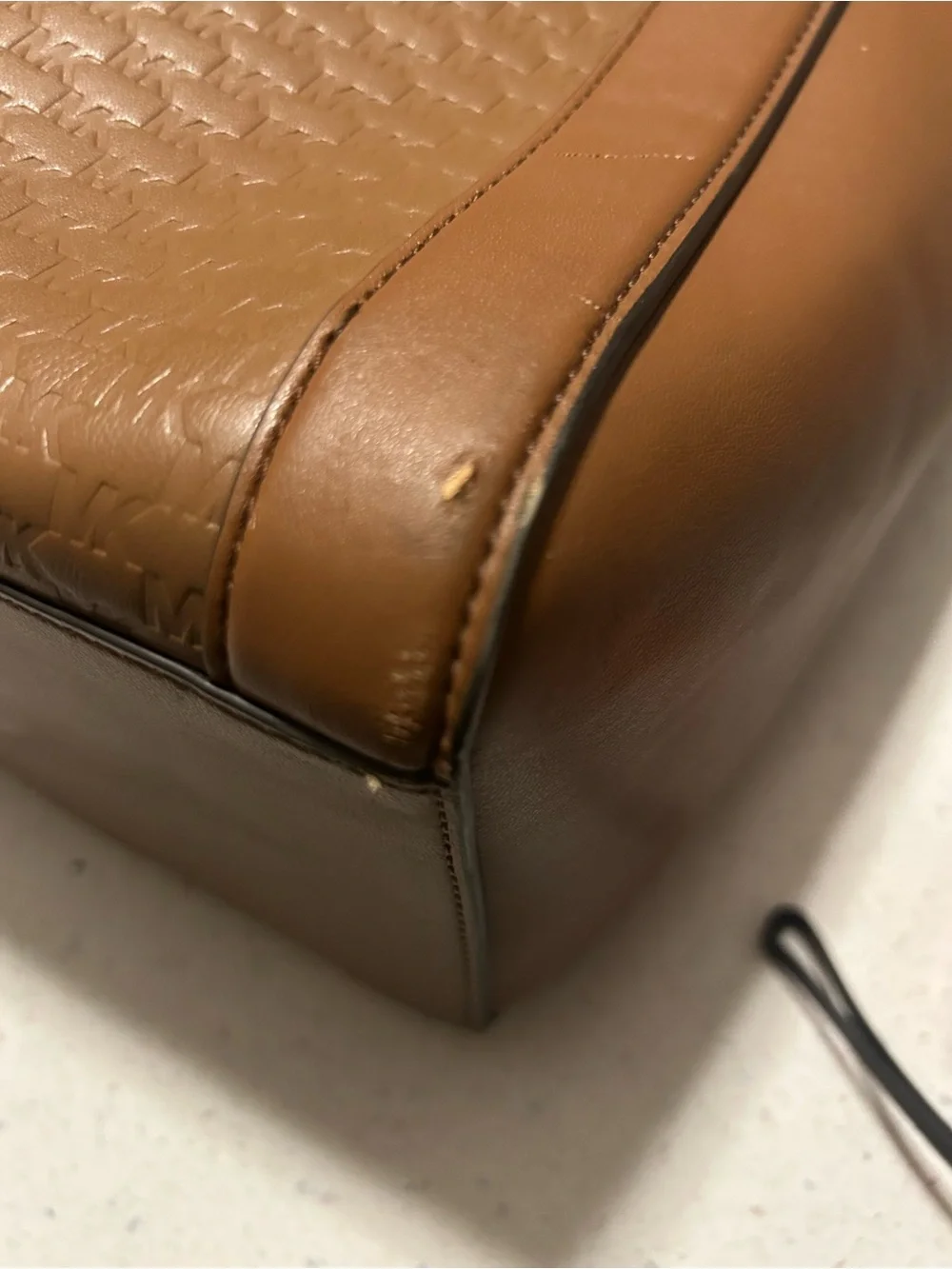 Michael Kors Tan Quilted Leather Tote with Gold Logo - Picture 9 of 14
